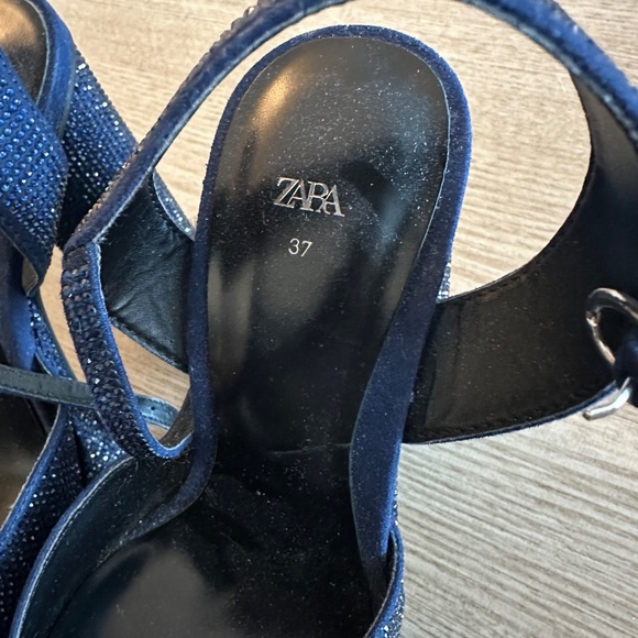 Zara blue crystals rhinestone platform heel sandals - Picture 4 of 5